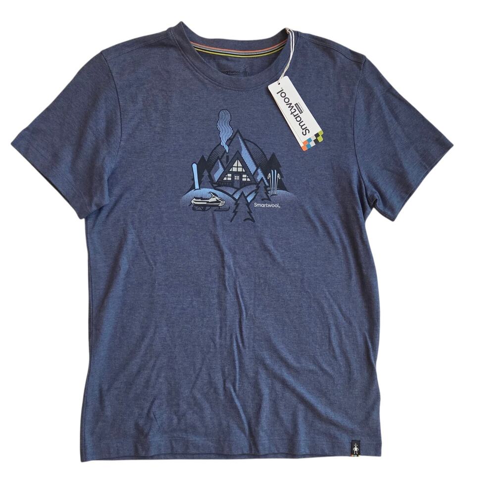 Smartwool Graphic T-Shirt NWT sz XXS, Wool & Cotton blend Blue Winter Nightfall